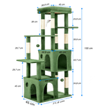 Arbre à Chats Multi-Niveaux de 155 cm composé de griffoirs, 2 niches et de multiples plateformes et jeux