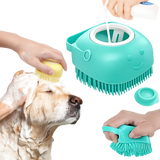 Brosse de bain pour chien avec distributeur de shampooing – Brosse silicone douce massante