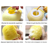 Brosse de bain pour chien avec distributeur de shampooing – Brosse silicone douce massante