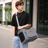 sac transport vélo chien et chat gris porté en bandoulière