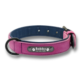 Collier mauve personnalisé pour chien avec plaque gravée intégrée