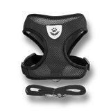 Harnais réglable noir pour chien et chat en maille respirante avec laisse incluse