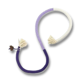 Jouet en corde à mordiller pour chat violet mauve et blanc avec fibres naturelles favorisant le jeu, la mastication et l'hygiène dentaire