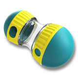 Vue latérale du jouet interactif bleu et jaune pour chien