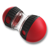 Vue de côté du jouet interactif rouge et noir pour chien
