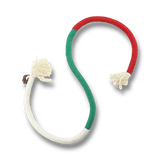 Jouet corde tricolore pour chat avec grelot stimulant l'instinct de chasse, la mastication et le nettoyage naturel des dents