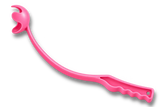 Lanceur de balle pour chien rose, accessoire ergonomique pour lancer loin sans effort.