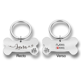 Médaille personnalisée couleur argent pour chien et chat avec gravure du nom et téléphone
