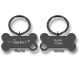 Médaille personnalisée couleur noire pour chien et chat avec gravure personnalisée du prénom