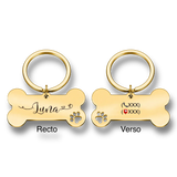 Médaille personnalisée couleur or pour chien et chat avec gravure du prénom et numéro de téléphone