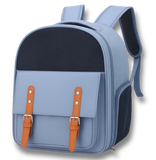 Sac de transport bleu pour petit chien et chat avec sangles marron