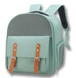 Sac de transport vert d'eau pour petit chien et chat avec sangles marron